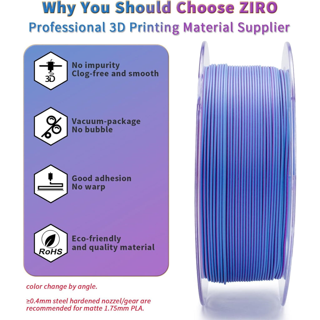 Ziro 3D Tri-Color Matte PLA 1.75mm 1kg, Volcano
