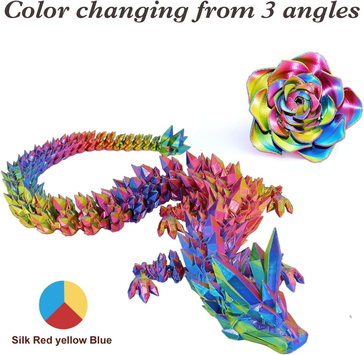3D Tri-Colors PLA Printer Filament 1.75mm, Silk PLA Red Yellow Blue, 3D Printing Filament +/-0.02mm, Most 3D Printer and 3D Pen Compatible, 1kg(2.2lbs)/Spool