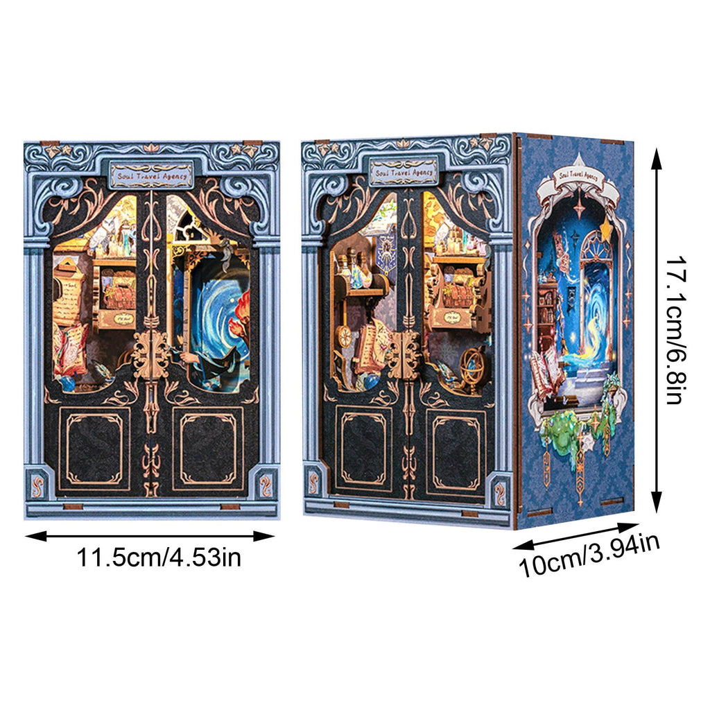 DIY Scene Miniature House Kit Tiny Mini Booknook Craft Bookshelf Decor, 3D Wooden Pieces Puzzles for Adults, Scale Library Model, Gifts For Freinds And Family