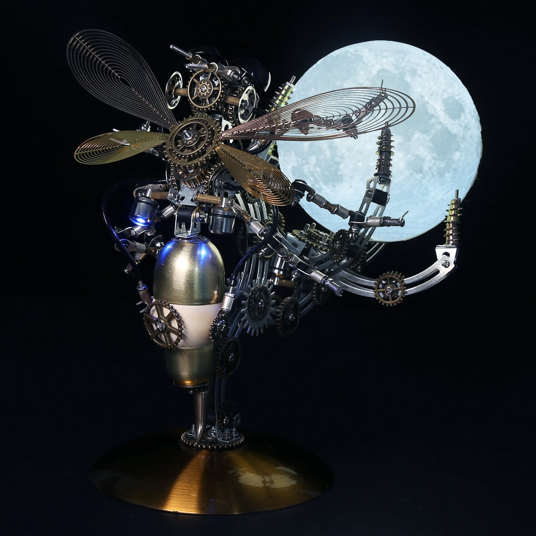 Mechanical Octopus 3D Metal Model Kit with Moon Lamp, Touch 3 Colors, Customizable Steampunk Puzzle & Desk Light, Perfect Room Decor and Gift Choice