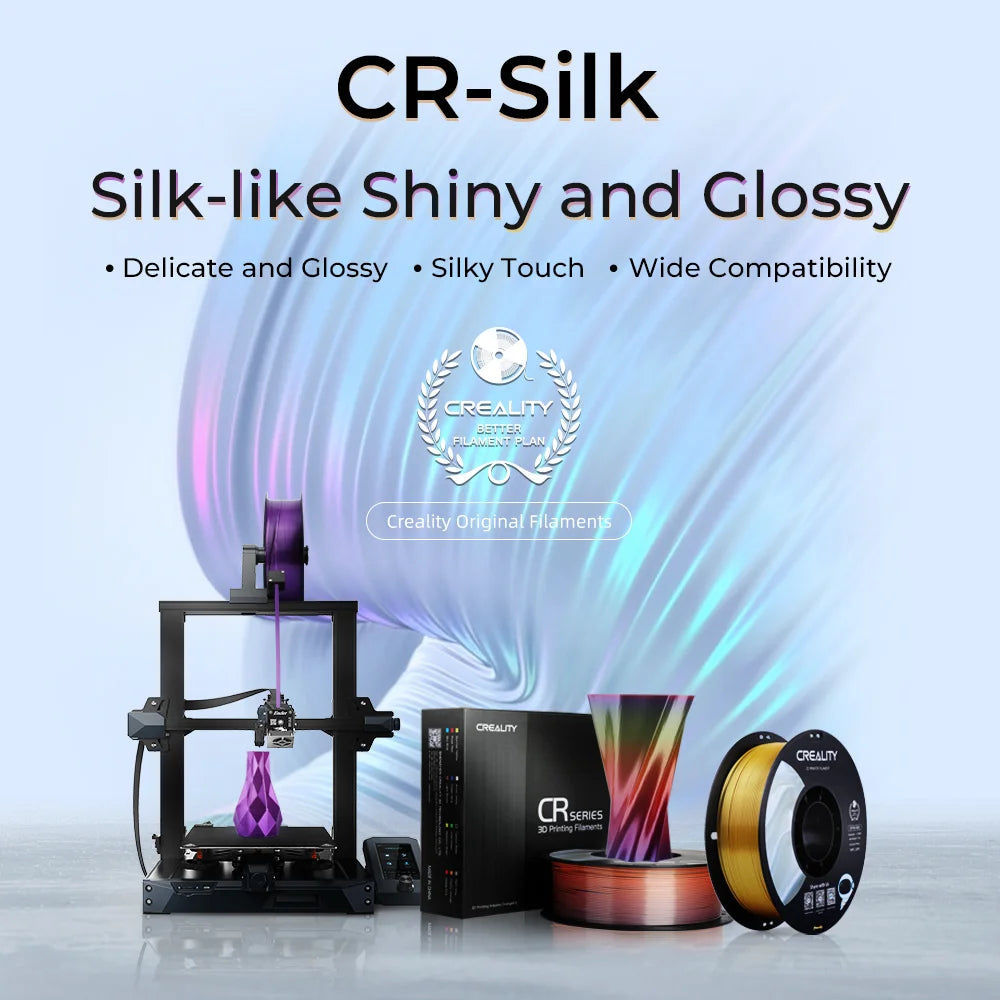 12 Pack Creality 1.75mm Silk PLA Filaments Gloss Shiny Silk PLA 12kg, Tangle-free for All 3D Printers-All Colors
