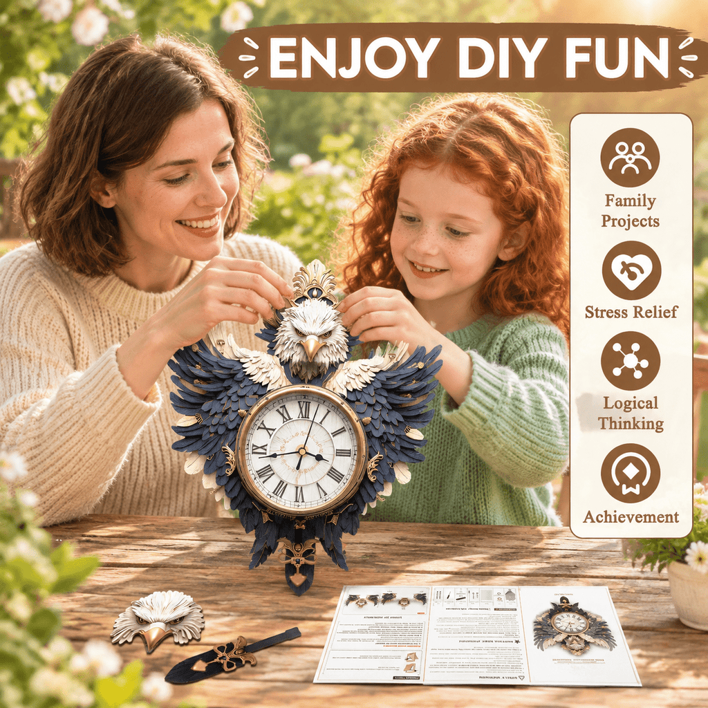 Wooden House Clock 3D Puzzle DIY Mechanical Clock Kit for Adults Teens