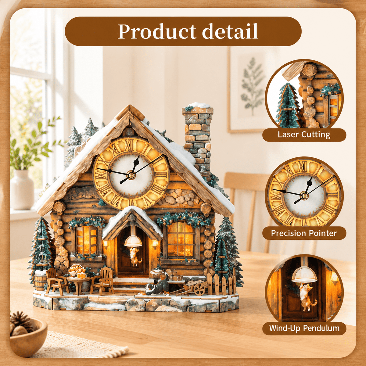Fire Phoenix Wooden 3D Puzzle Clock DIY Model Kit for Adults