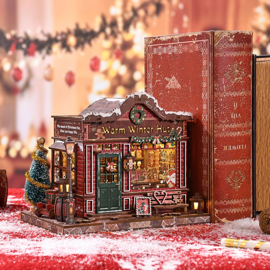 DIY Book Nook Kit with LED Light, Fantasy Wonderland Fold-Out Storybook Diorama, 3D Wooden Puzzle Bookshelf Decor Gift for Adults Teens