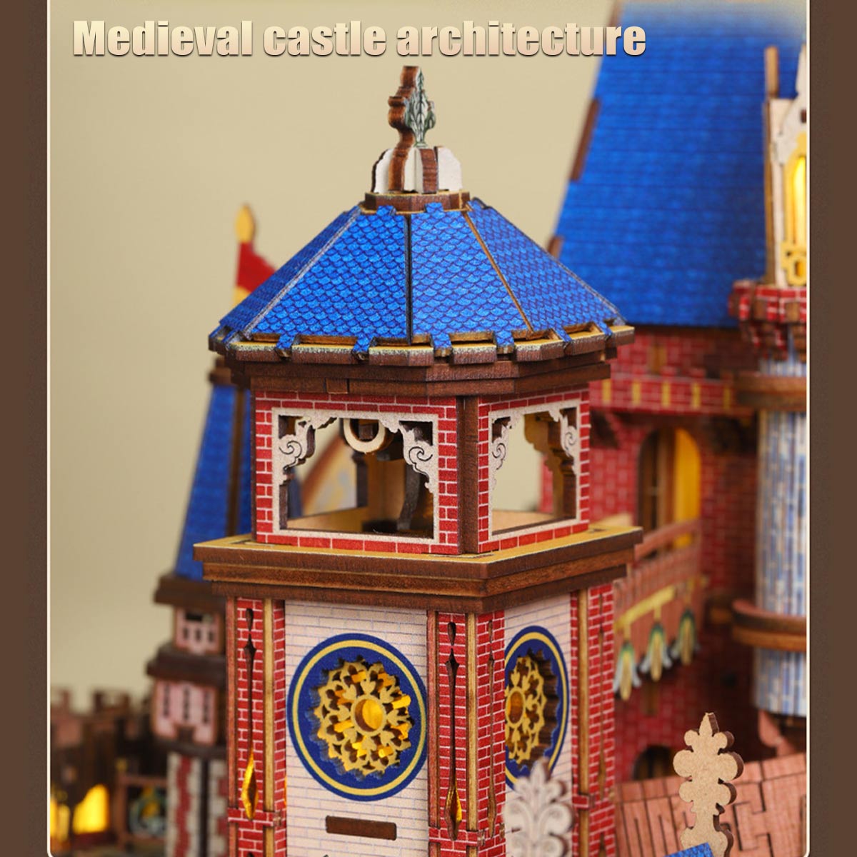 DIY Mechanical French Château, 3D Wooden Puzzle Castle Model Kit, Handcrafted Architectural Decor, Holiday Brthday Gifts