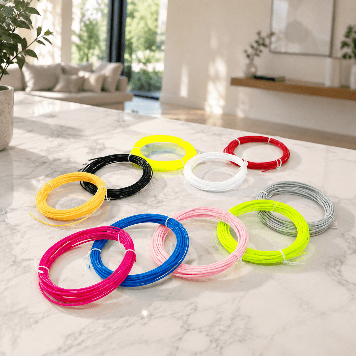 10 Color 1.75mm PLA 3D Printer Filament, 100 Feet, Compatible with 3D Printing Pens
