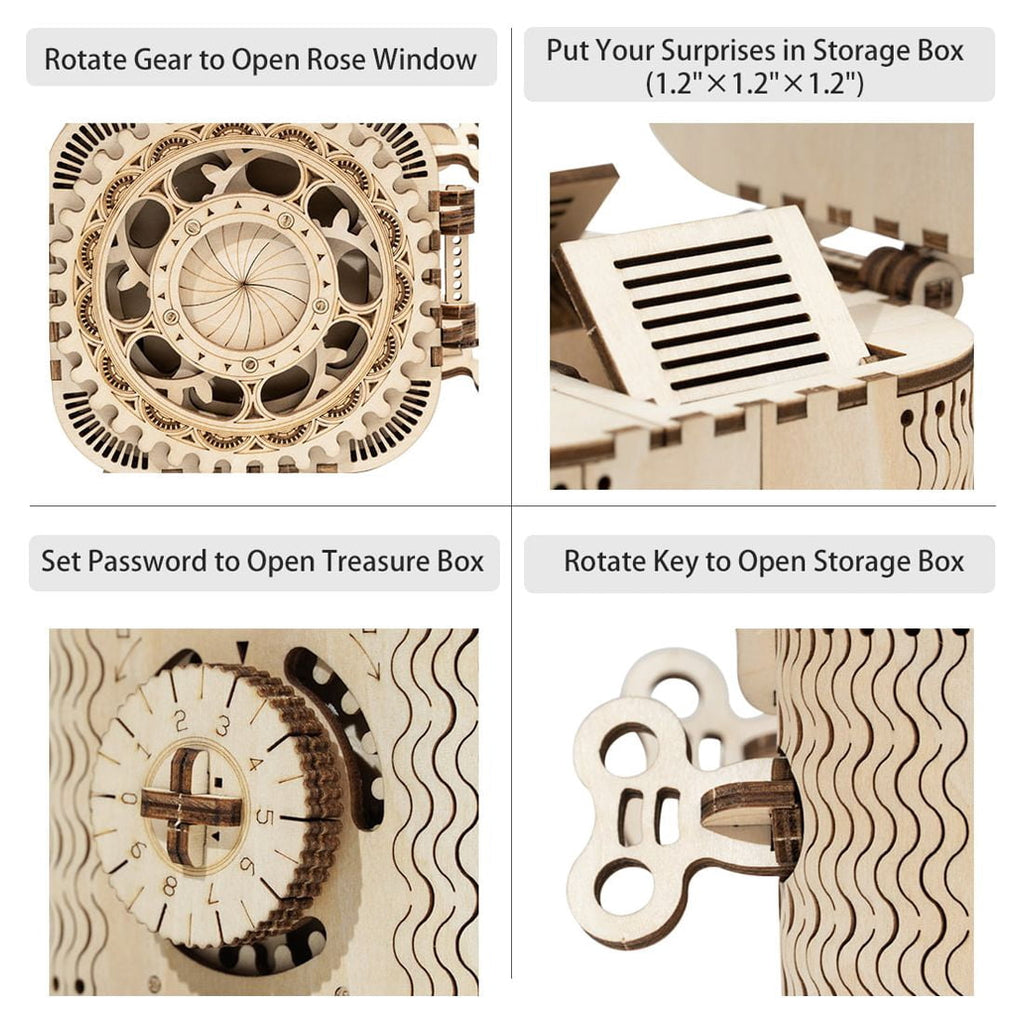 ROKR Puzzle Box 3D Wooden Puzzle Model Kits Birthday Gift for Adults and Teens(LK502 Treasure Box)