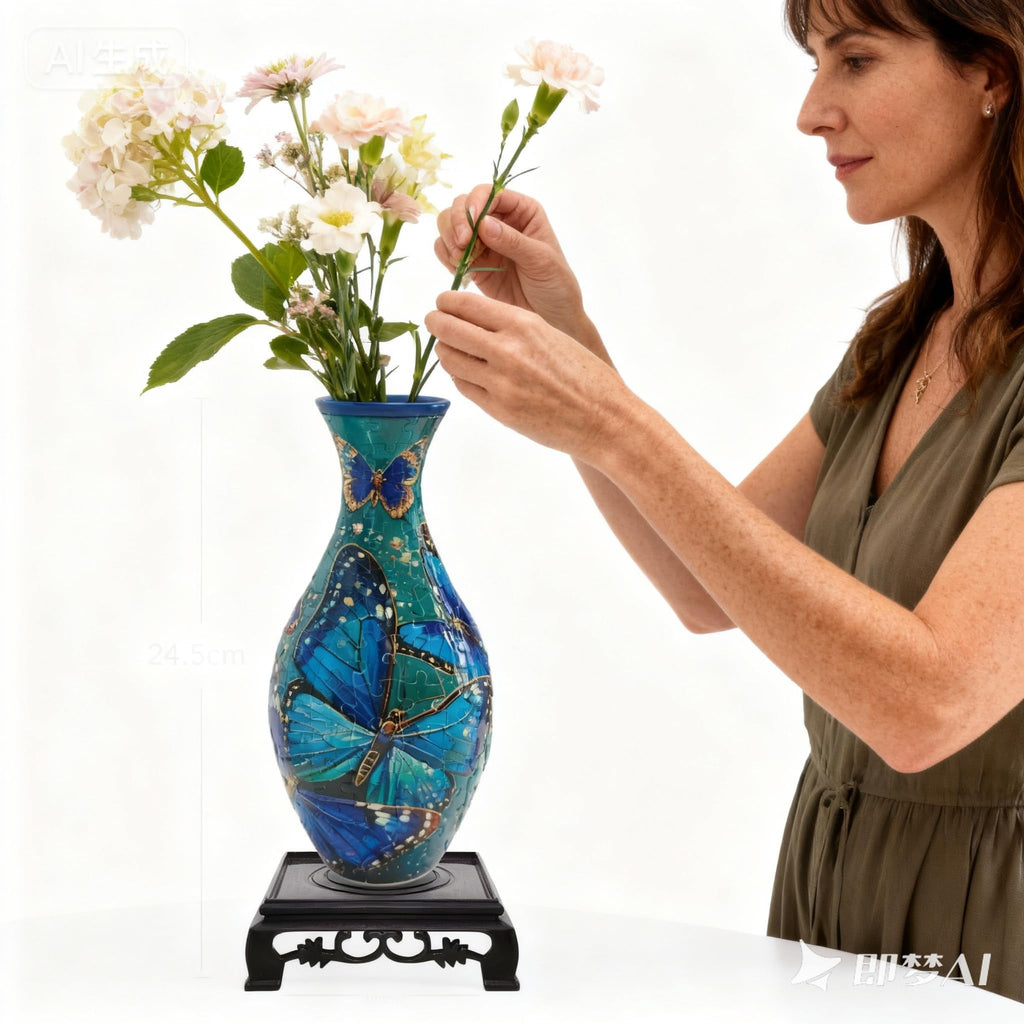 3D Puzzle Vase for Adults, Creative Vase Puzzle for Flowers(Secret Butterfly)