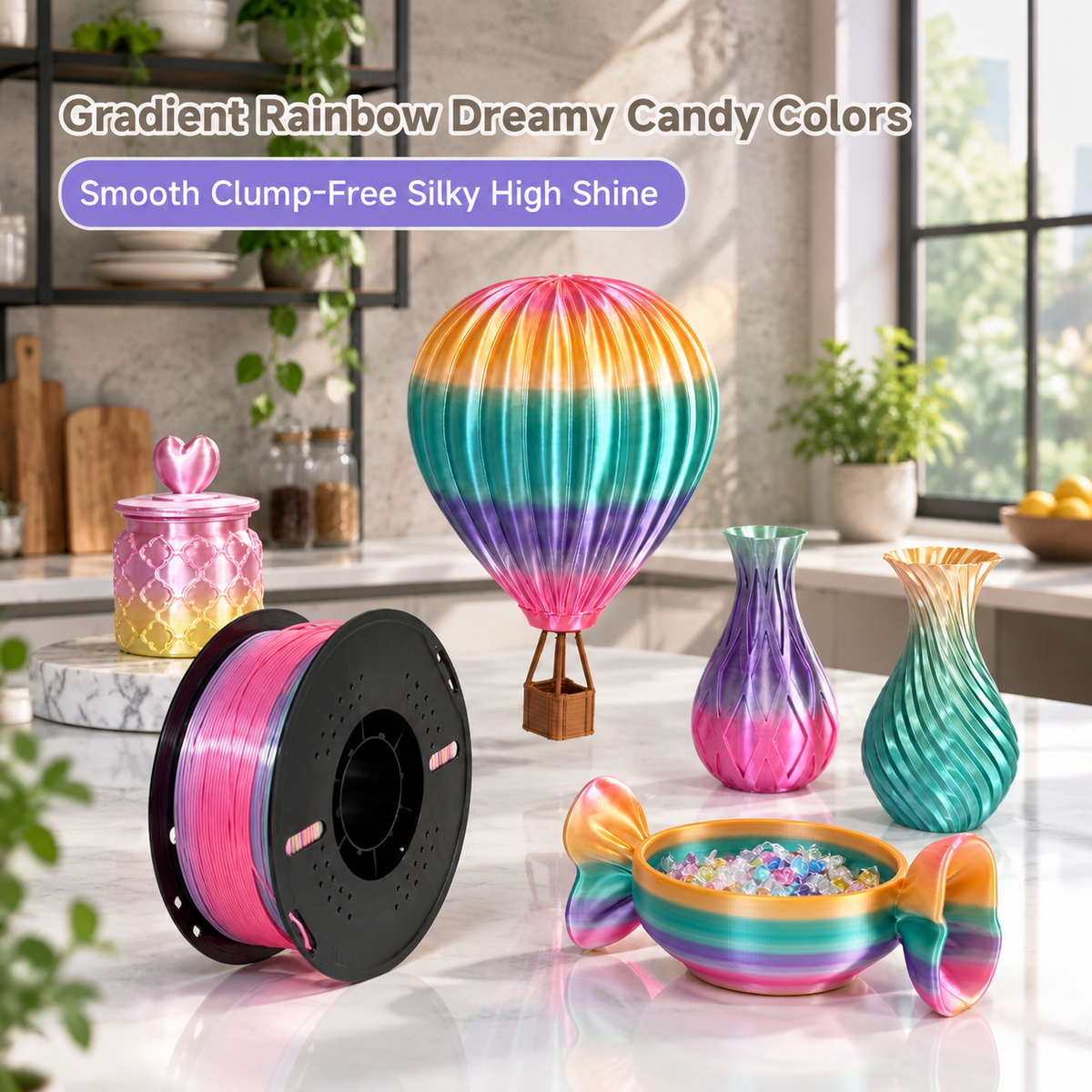 Pla Rainbow Candy 3D Printer Filament 1.75mm 1kg for FDM Printers