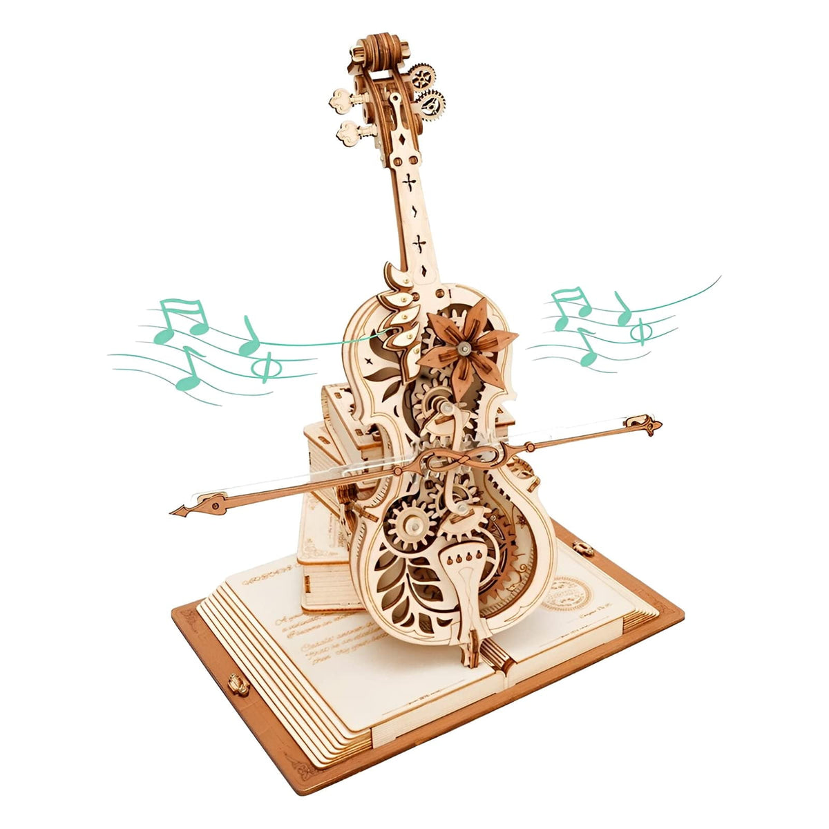 ROKR 3D Puzzle Music Box Wooden Model Kit Magic Cello Mechanical Building Kit Desk Gift for Men Women Hobby for Adults