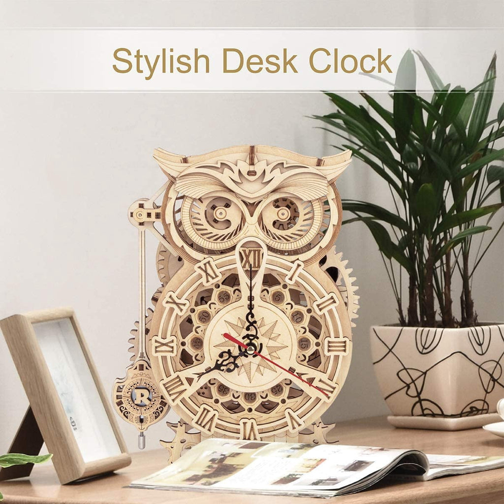 ROKR 3D Puzzle Owl Clock - Mechanical Model Building Kit for Adults 161PCS Clock Creative Gift Home Decor for Family