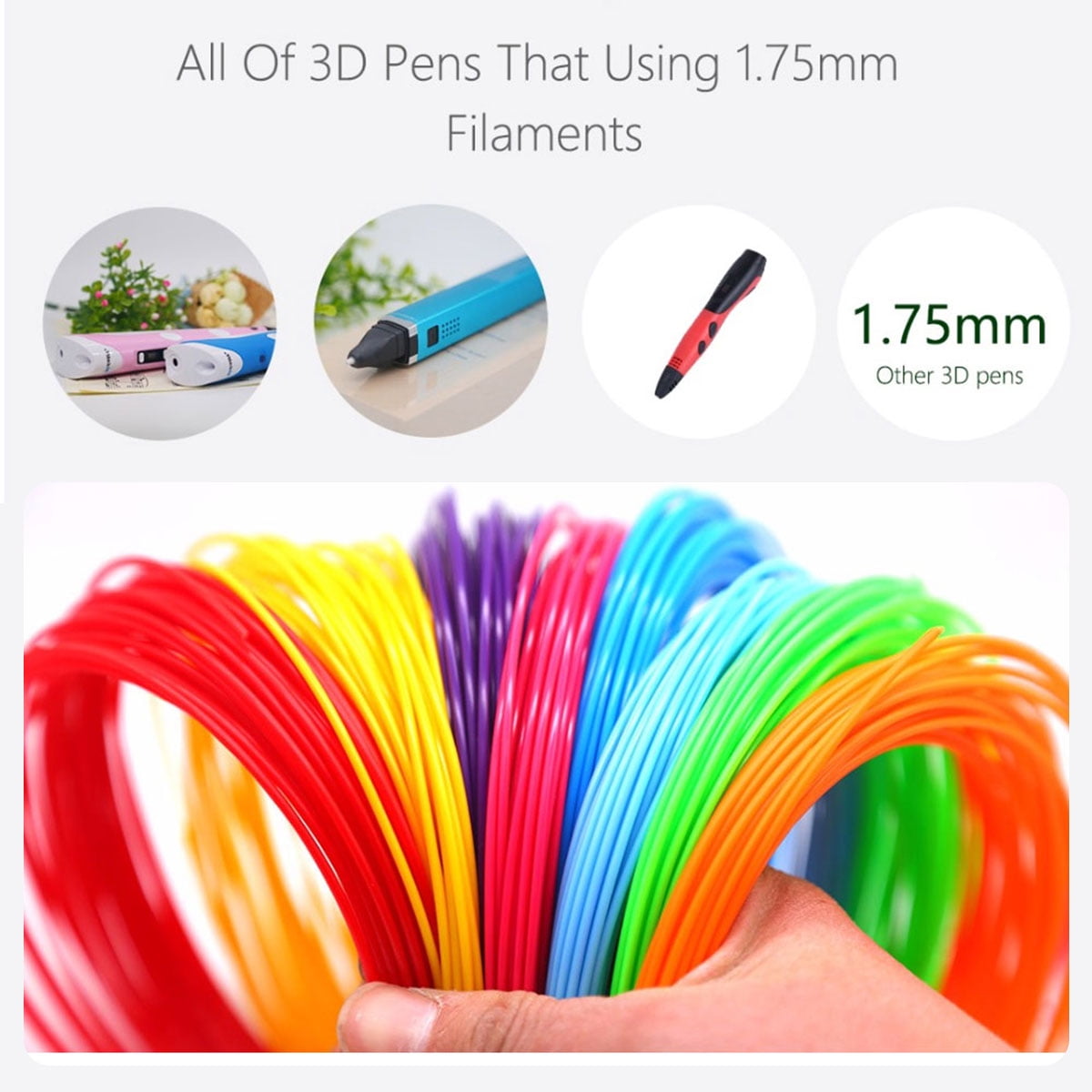 3D Pen Filament Refills PLA, 20 Colors 1.75mm 16.4 Feet per Color Total 3D Printing Pen Filament 3D Printer Filament for Most Intelligent 3D Pen
