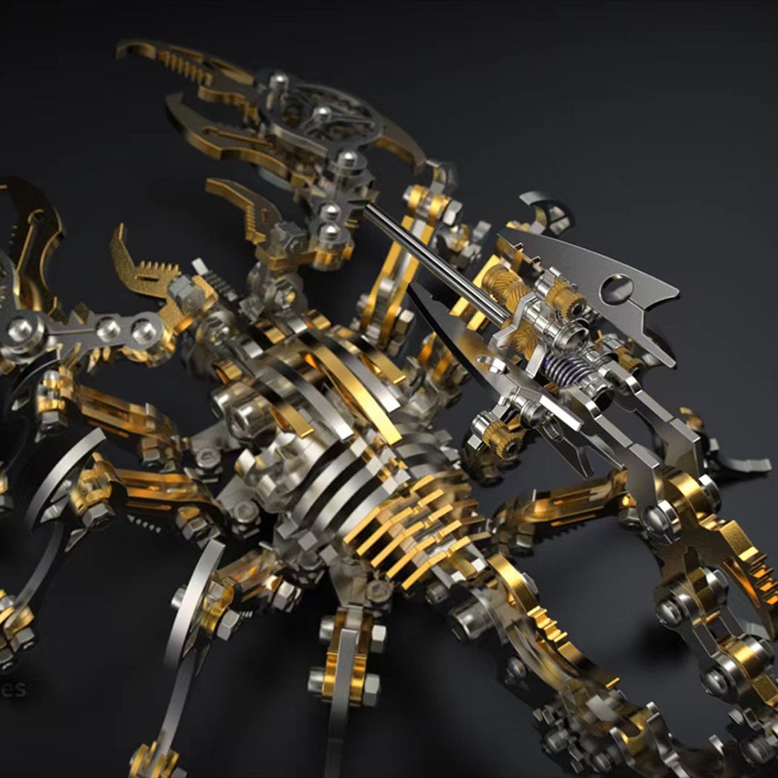 3D Metal Puzzle for Adult, 220PCS+ 3D Steampunk Mechanical Scorpion King Model Kits, DIY ArtCraft Puzzle for Desk Ornaments (Black & Golden)