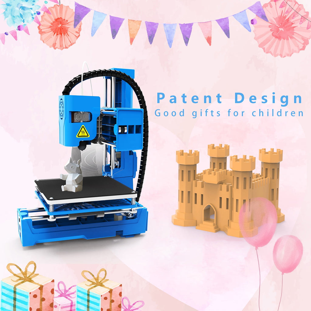 EasyThreed 3D Printer Desktop Printing Machine for Kids 100x100x100mm Print Size Removable Platform One-Key Printing with TF Card PLA Sample Filament for Beginners Household Education