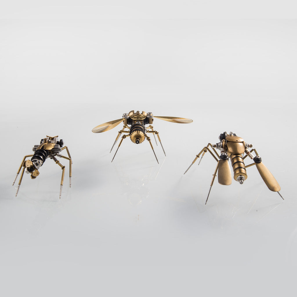 3-in-1 Steampunk Insect Metal Model Kit, Mosquito, Deck Insect & Bee Brass Puzzle Assembly Set, 270PCS 3D Jigsaw Puzzles for Adults