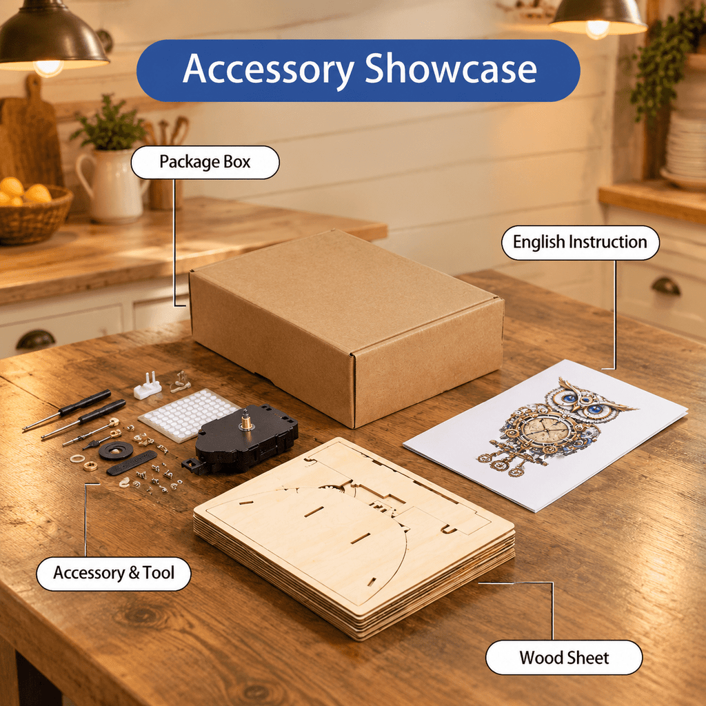 Fire Phoenix Wooden 3D Puzzle Clock DIY Model Kit for Adults