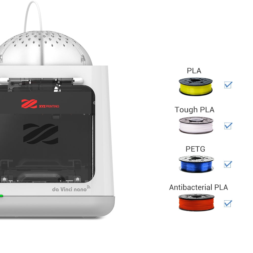 da Vinci Nano 3D Printer White - 4.7" x 4.7" x 4.7" Inches Built Volume - Compact and Fully Enclosed Design (PLA, Tough PLA, PETG)