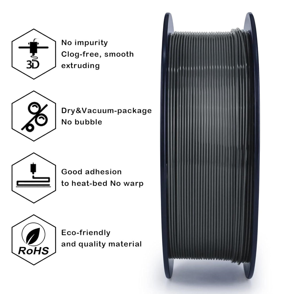 Ziro 3D PLA PRO Filament, 1.75mm 1kg, Metallic Silver