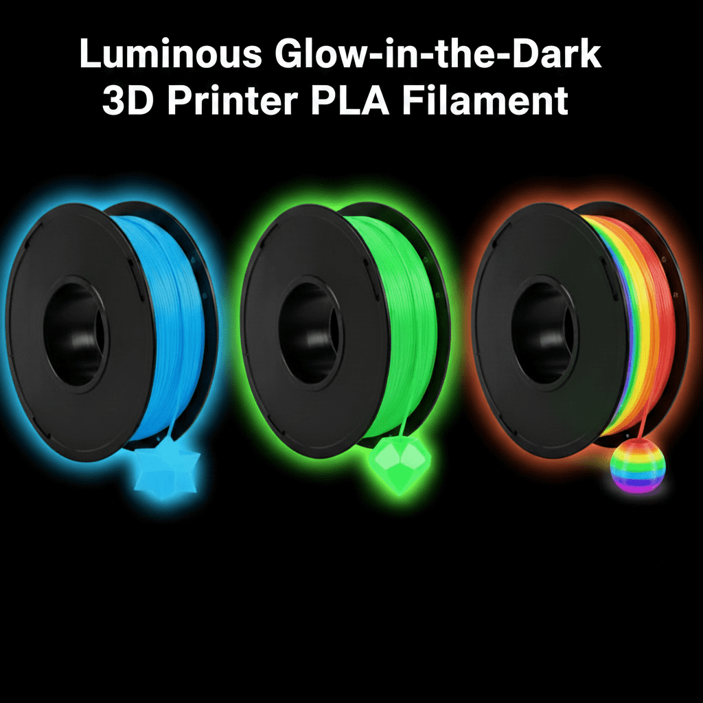 Luminous Glow-in-the-Dark 3D Printer PLA Filament 1 kg (2.2lb) Spools, Green Color