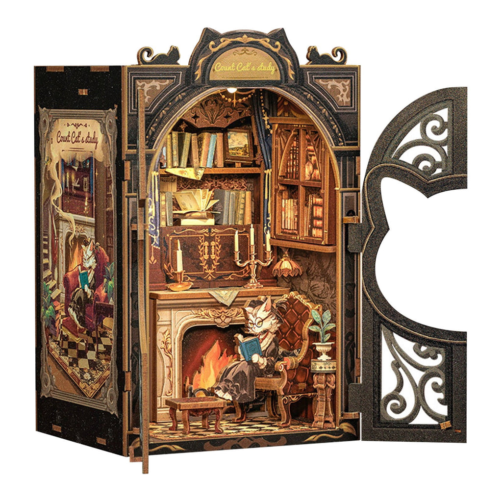 Owl Bookstore Book Nook Kit - DIY Miniature House Building Kit for Adults & Teens, 3D Wooden Puzzle Crafts for Bookshelf Decor & Gifts
