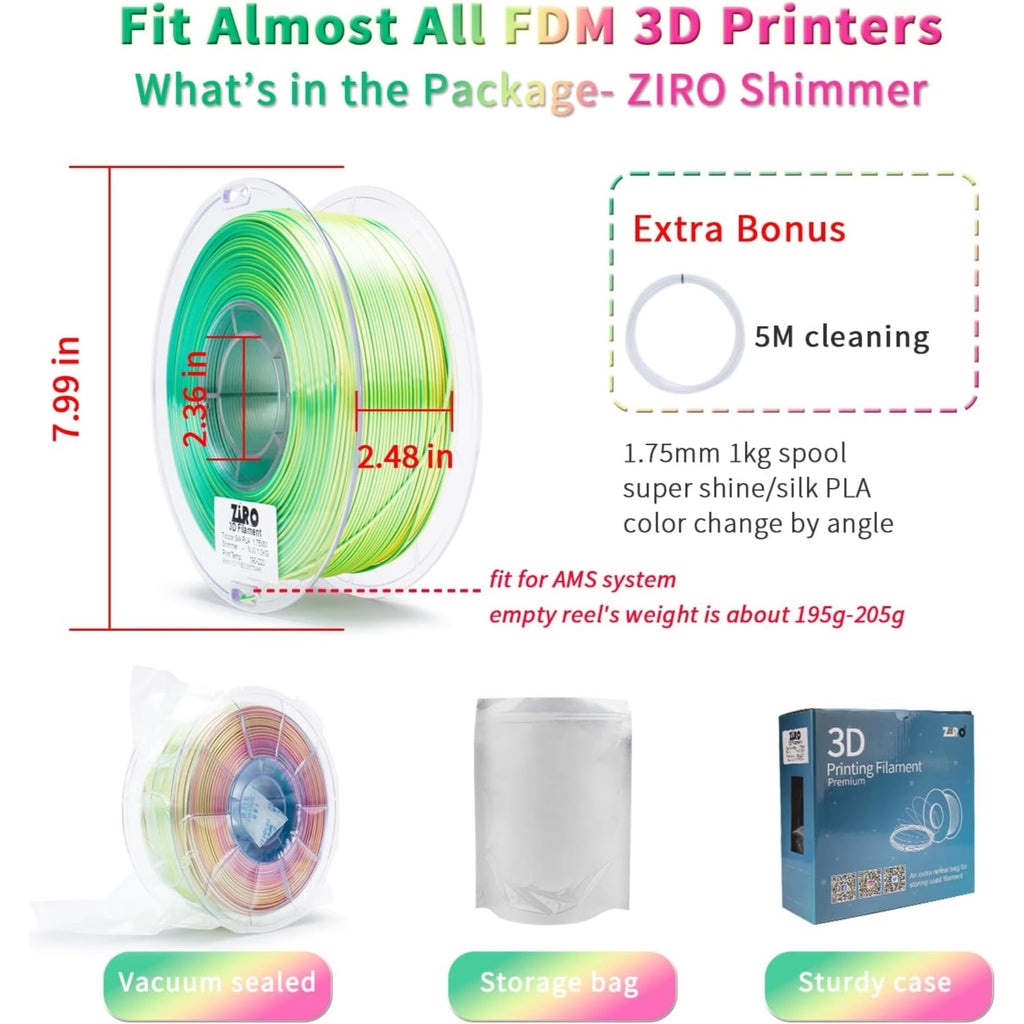 Ziro 3D Tri-color Silk PLA 1.75mm 1kg, Indigo Satin