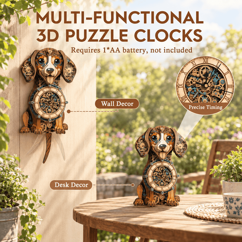 3d Wooden Puzzles For Adults-dachshund Clock Puzzle-adult Crafts