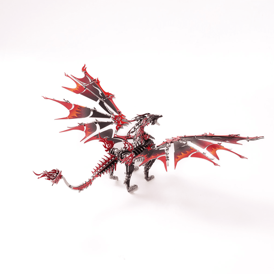 3D Metal Puzzles Mechanical Fire-Breathing Dragon Model Kit, 200+PCS DIY Assembly, No-Glue Snap-Fit Steampunk Animal Puzzle for Adults & Teens 16+, Exquisite Desk Decor, Gift for Men