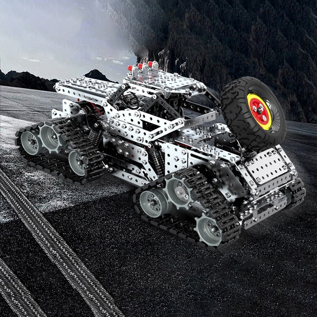 3D Metal Puzzle RC Off-Road Truck, 1292PCS DIY Metal Model Kit, Tracked Engineering Vehicle with 360° Rotation, 3D Puzzle for Adults, Electric Remote Control Car Building Set