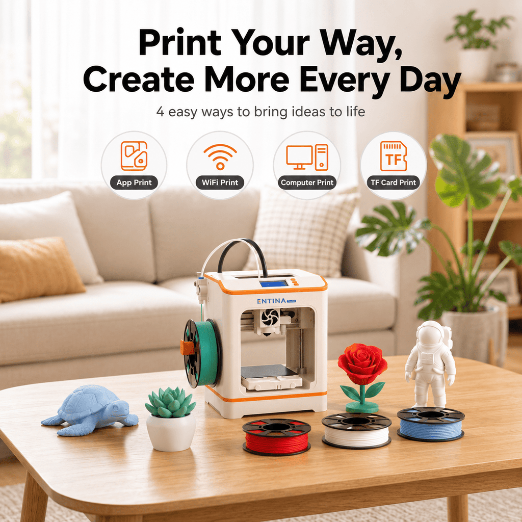 Entina 3D Printer Tina2C, Auto Leveling App Control Quiet for Kids Beginners STEM DIY