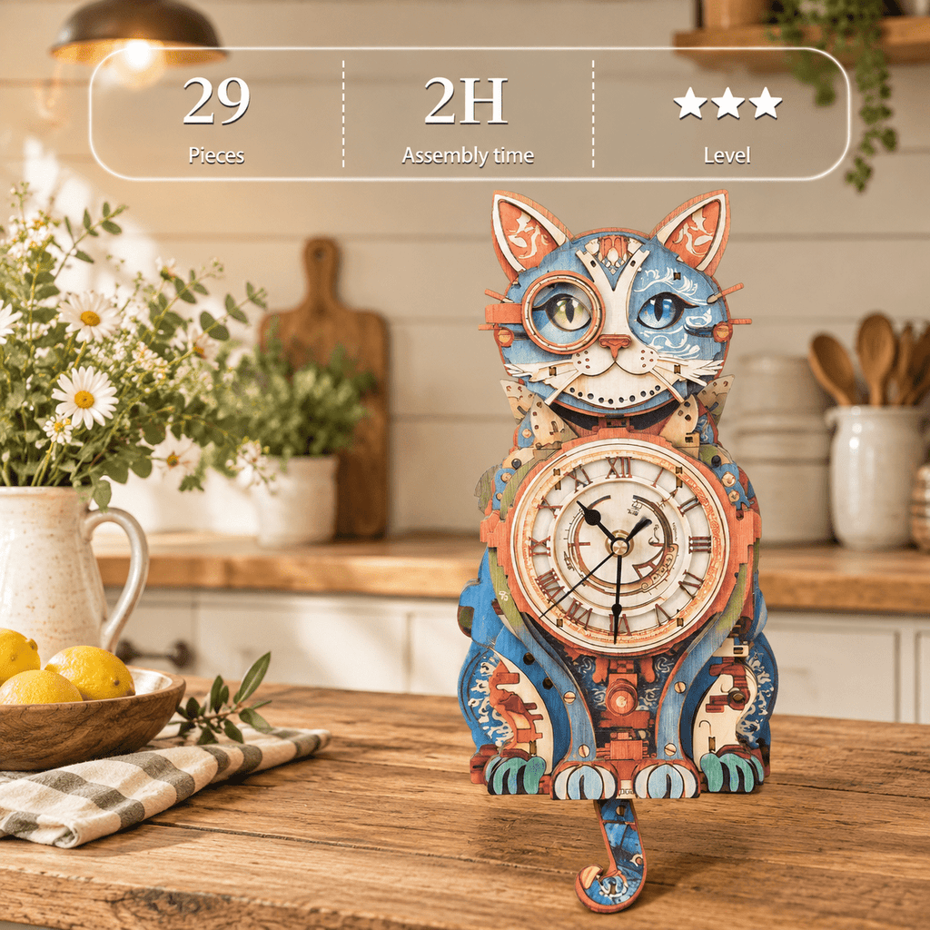 Fire Phoenix Wooden 3D Puzzle Clock DIY Model Kit for Adults