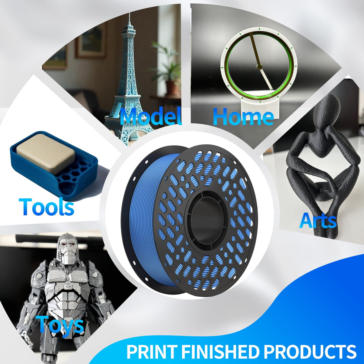 CaiLab PLA Silk Dual-Color 3D Printer Filament 1.75mm diameter Accuracy +/- 0.02mm for FDM 3D Printer Color-Changing 2 colors Printing Materials 2.2lbs(1KG) Spool blue green
