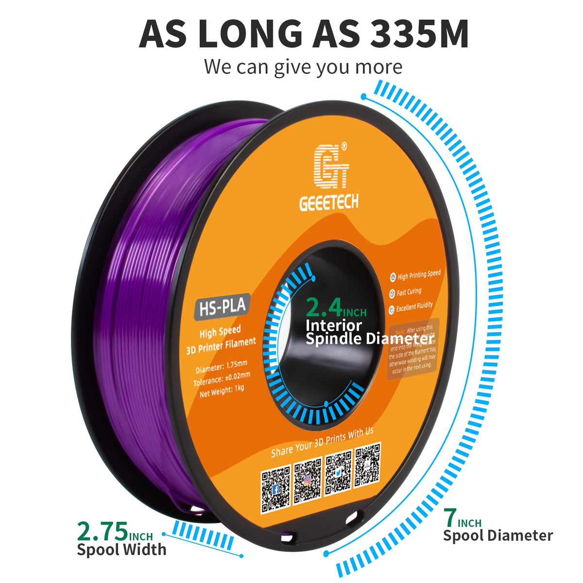 Geeetech 1.75mm PLA 3D Printer Filament, 1kg Spool (2.2lbs), Dimensional Accuracy +/- 0.03mm,yellow
