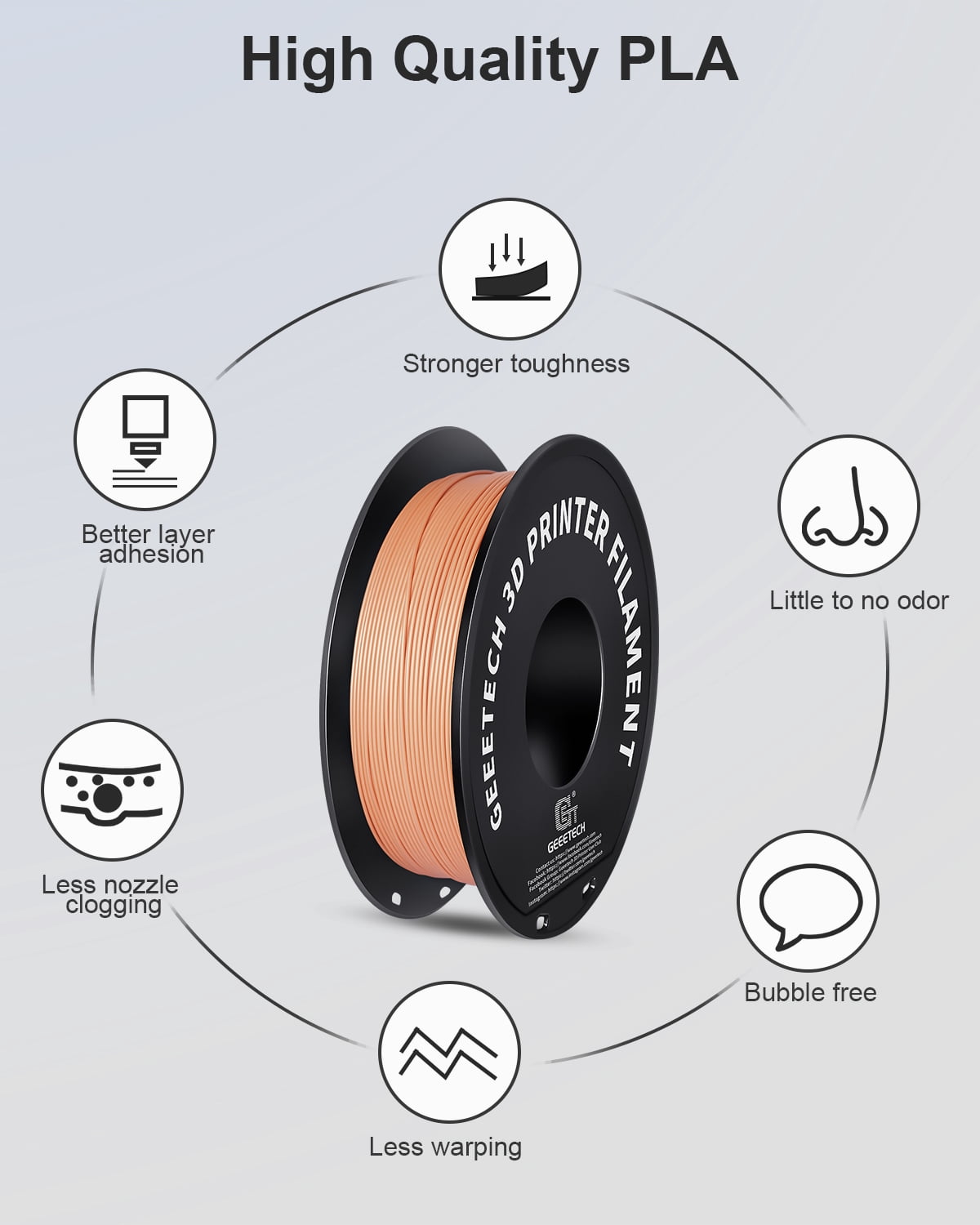GEEETECH Matte PLA Filament, 1.75mm Matte Black 3D Printer Filament, 1kg Spool (2.2lbs), Dimensional Accuracy +/- 0.03 mm, Fit Most FDM Printer