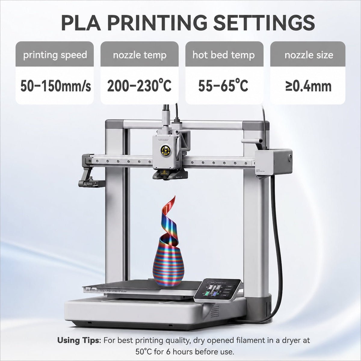 Epelay PLA Plus 3D Printer Filament, 1.75mm, 1kg Spool, White, Compatible with Most FDM Printers