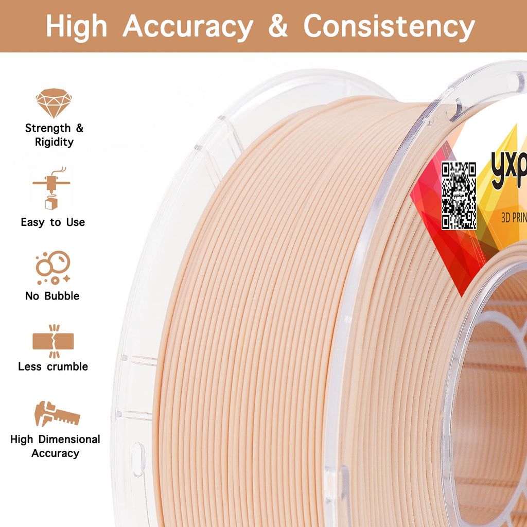 YXPOLYER PLA Filament Food Grade 1.75mm 1kg for 3D Printing, PLA+ Skin Flesh Tone 3D Printer Filament AMS-Compatible