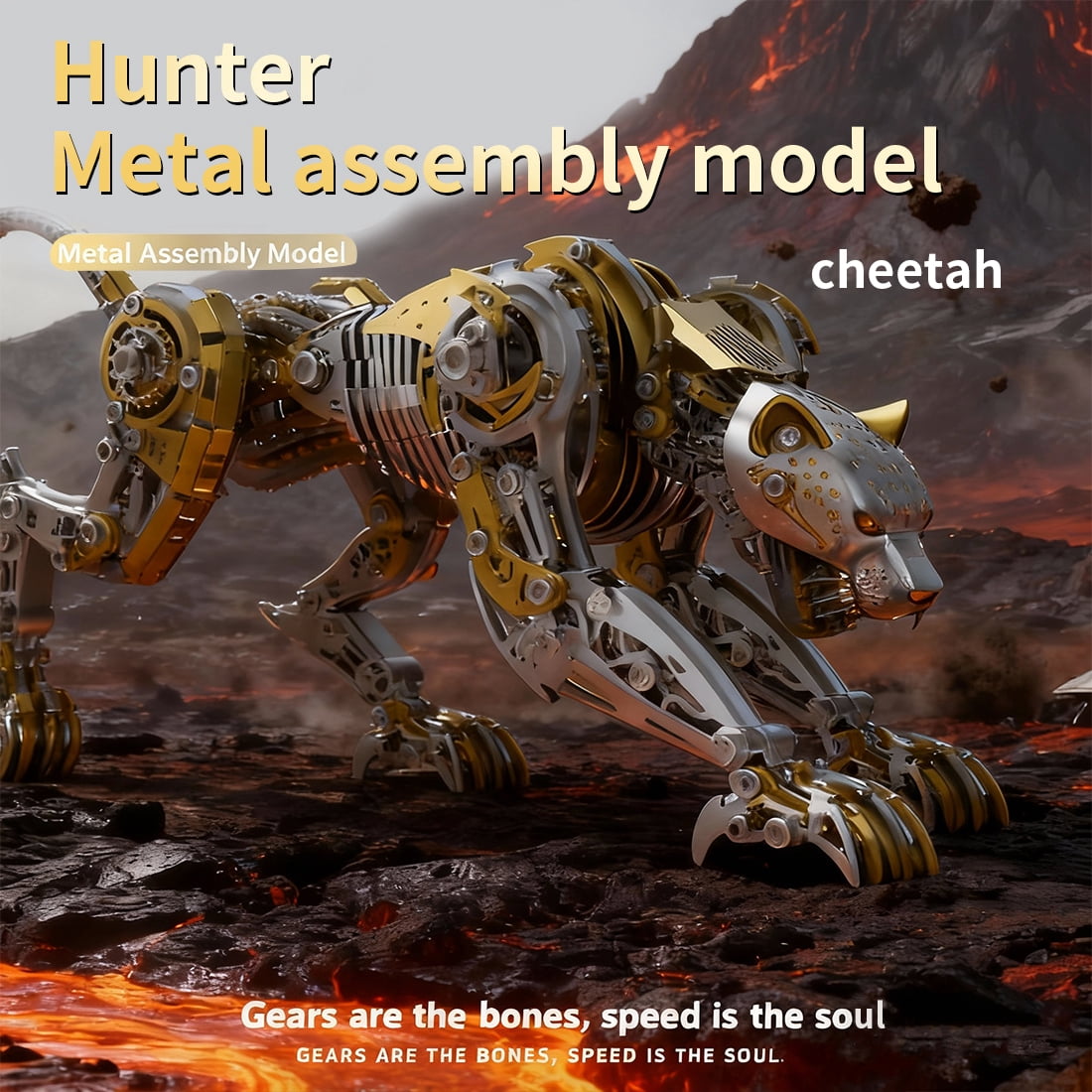 3D Metal Puzzle Leopard Hunter 304 High 506 PCS, Steampunk Mechanical Model Kit With DIY Assembly, Home Display Desk Decor For Adult Collectors And Creative Gifts