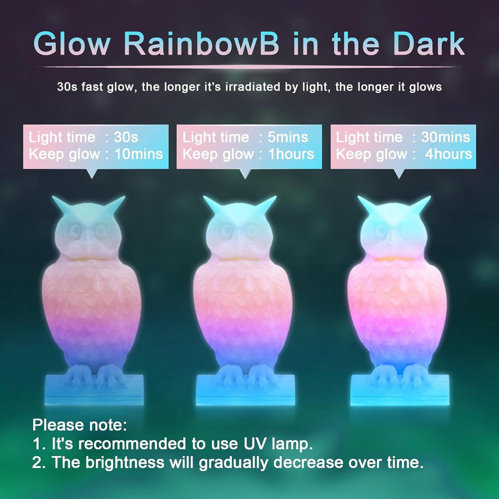 PLA Filament Glow in The Dark Multicolor, Rainbow PLA Filament, Gradient 3D Printer Filament Color Change, 250g(8.8oz) Spool
