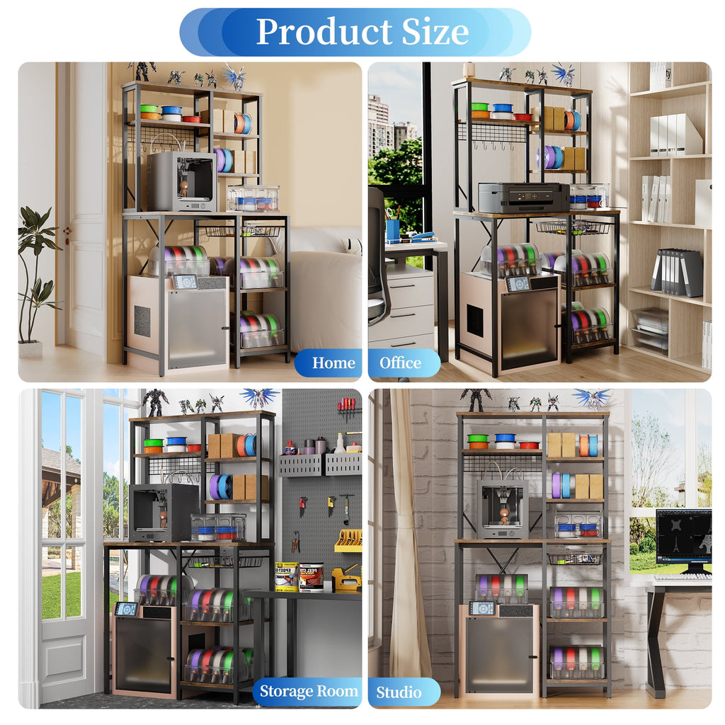 Heavy Duty 3D Printer Stand with Storage Shelf and Drawer, Industrial Rolling Printer Rack for 3D Printer Filament and Tools, Sturdy Metal Frame Printer Table for Home Office Workshop