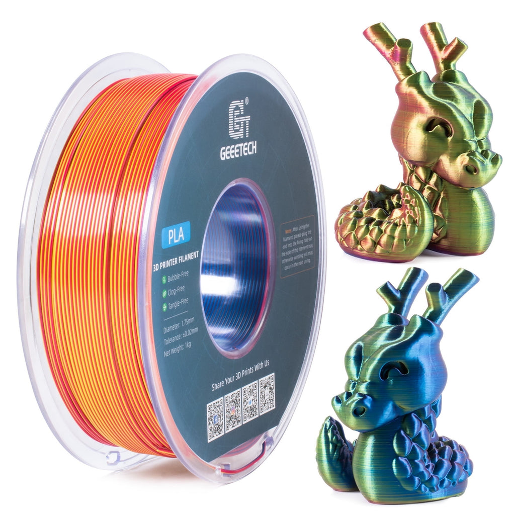 Geeetech Anti-silk type 3D Printer PLA Filament 1kg Toughness Enhanced Filament with 1.75mm Dimensional Accuracy +/-0.03mm, 1080 Feet per Roll, Vacuum Packaging Three-color blue, purple and black