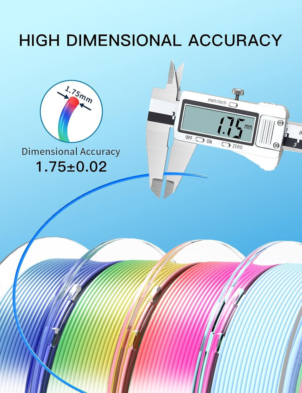 PINBALL Silk & Matte Rainbow PLA 3D Printer Filament 1.75mm, Shiny Multi-Color Changing Filament, Printing Dimensional Accuracy +/- 0.02mm, 250g*4 Spools
