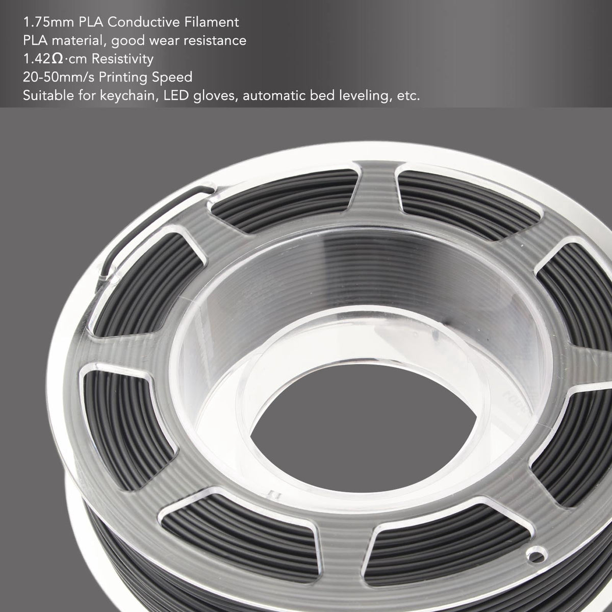 Conductive PLA Filament Replacement 1.75mm / 0.07 inches Printing Consumable for FDM 3D Printers Optimal 20-50mm/s Speed