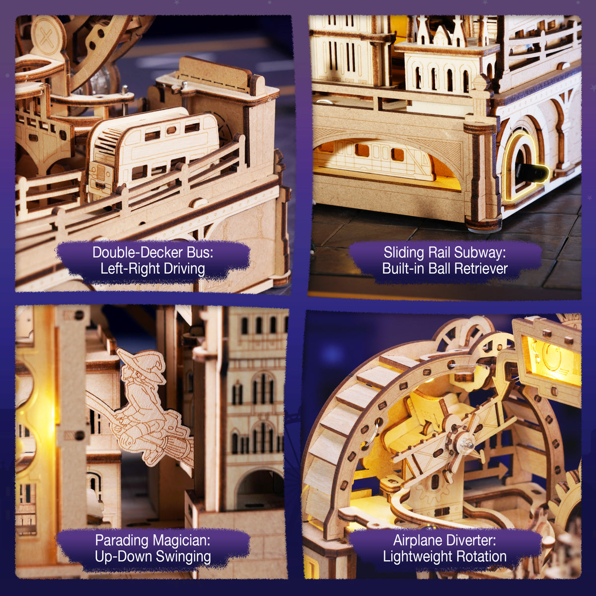 Robotime 3D Wooden Puzzles for Adults , 431-Piece Marble Run Building Kit with LED - Marble Travel London