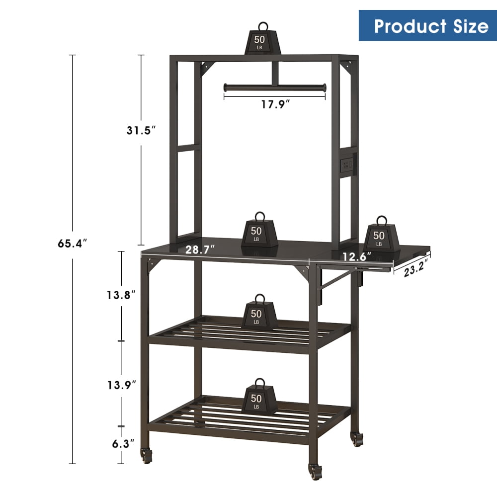 Gearwell 3D Printer Cabinet, Double Layer Printer Enclosure with Filament Storage Rack, T-Shaped Filament Bar, Noise-Reducing Dust-Proof Design for Studio Office