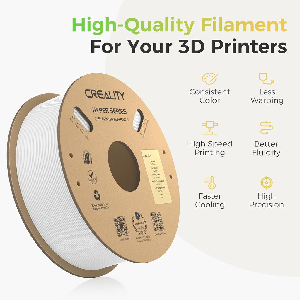 Creality Hyper ABS Filament 3D Printer Filament 1.75mm 350mm/s High-Speed Printing Dimensional Accuracy ± 0.05 mm 2.2lbs Compatible with Most 3D Printers, Grey