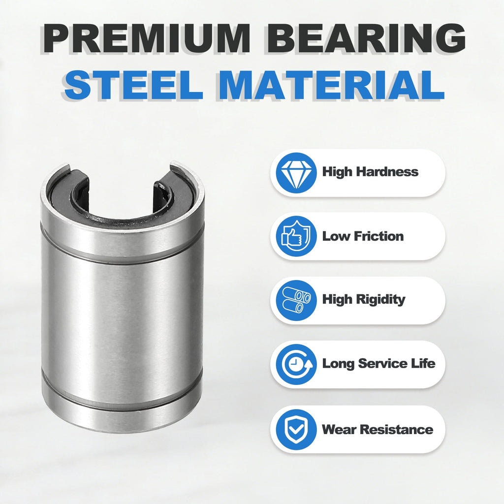 Uxcell 4 Pcs LM16UUOP Open Type Linear Ball Bearings, 12mm Bore Dia 21mm OD Linear Motion Bushing with Double Side Rubber Sealed for CNC Machine 3D Printer, Silver