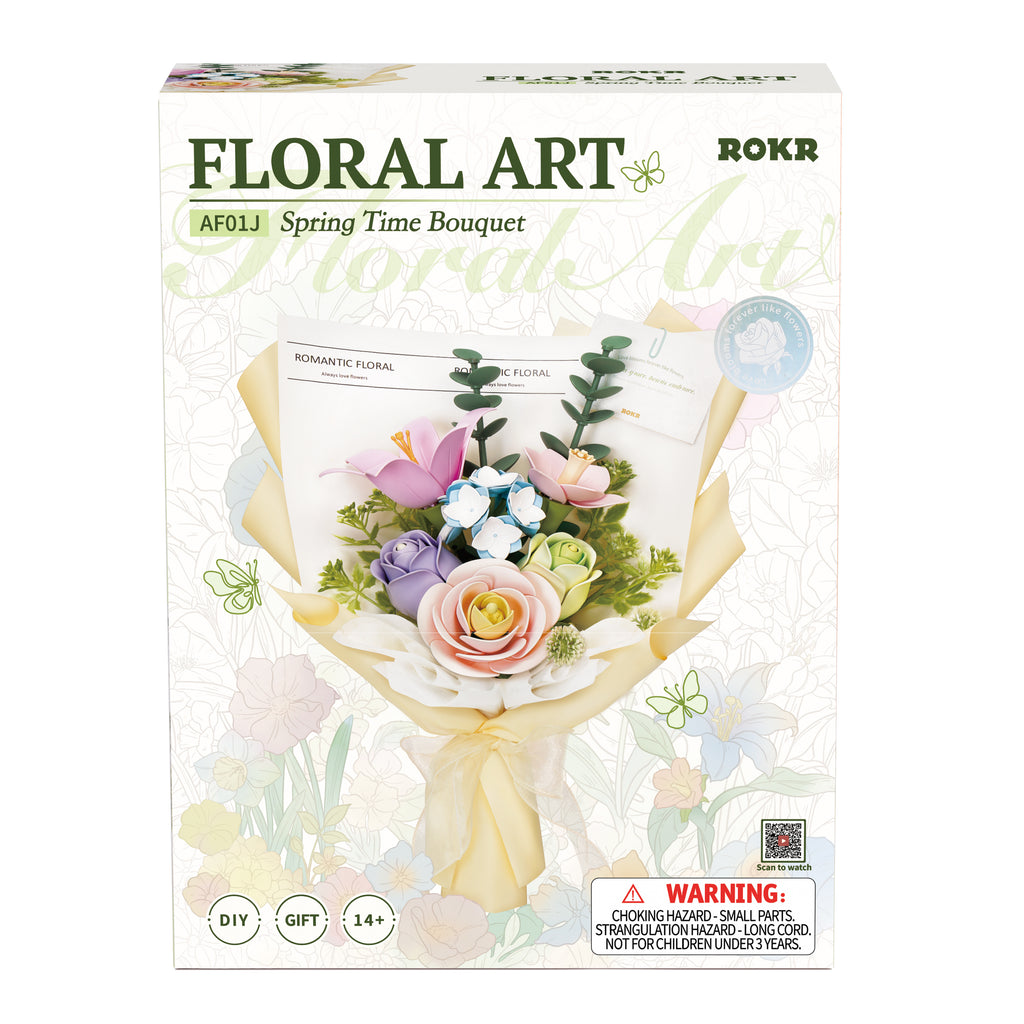 ROKR Spring Time Bouquet 3D Wooden Puzzle Kit, 165-Piece Artificial Flower Arrangement with Botanical Design, Home Decor Craft Gift
