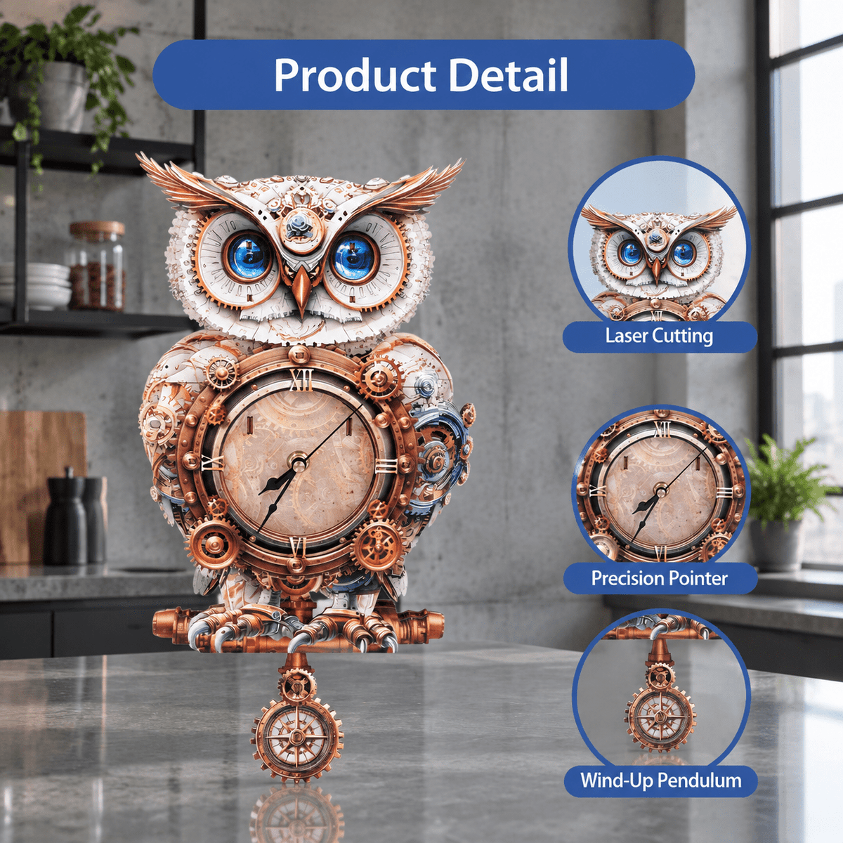 Fire Phoenix Wooden 3D Puzzle Clock DIY Model Kit for Adults