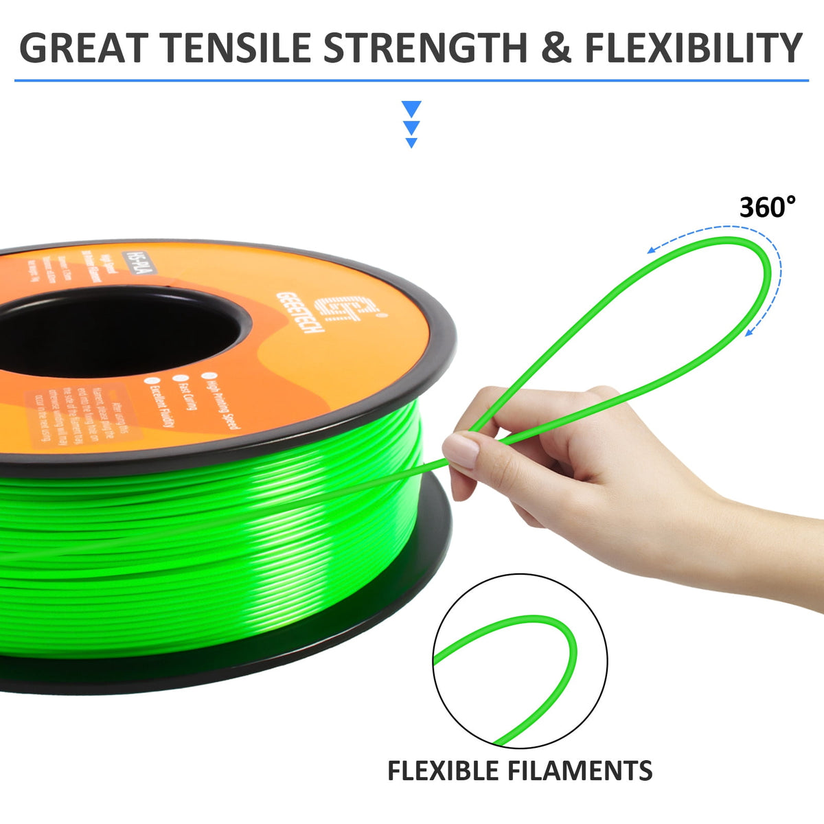Geeetech 1.75mm PLA 3D Printer Filament, 1kg Spool (2.2lbs), Dimensional Accuracy +/- 0.03mm,yellow