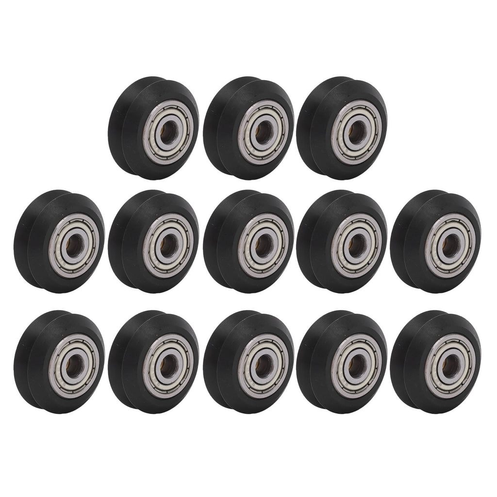 13Pcs Premium 3D Printer Wheel Set POM V Shape Wear Resistance Bearing 625ZZ Black Carbon Steel Pulley Accessories For Exact Printing 0.96 inches / 24.4 mm OD