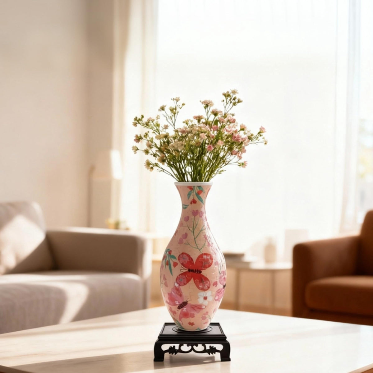3D Puzzle Vase for Adults, Creative Vase Puzzle for Flowers(Secret Butterfly)